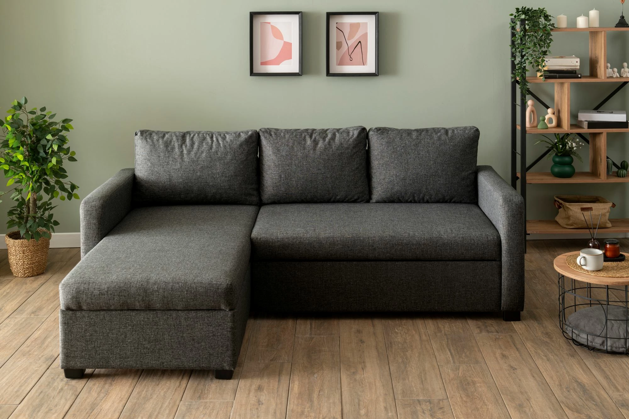Kënd-sofë krevate Atelier del Sofa, ngjyrë gri e errët