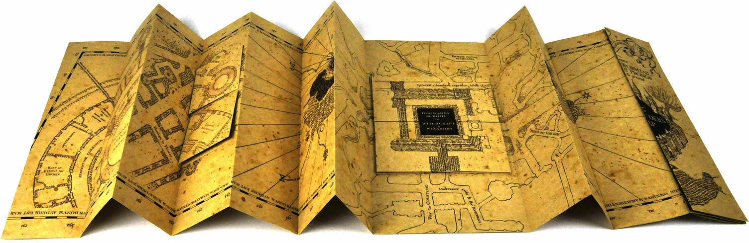 Replikë harte e palosshme NOBLE COLLECTION Harry Potter Marauder's Map 39.5 x 183 cm