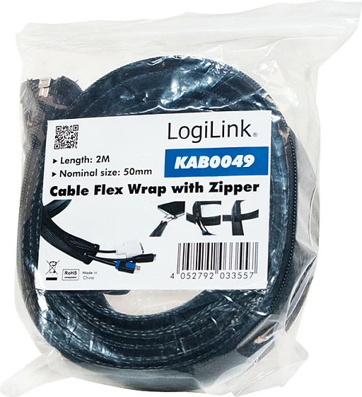 Mëngë kabllosh LogiLink, 2m, 50mm, e zezë