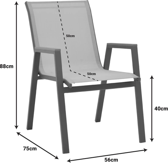 Karrige kopshti Azelie, alumin, tekstilene, ngjyrë gri e çelët- shampanjë, 56x75x88cm