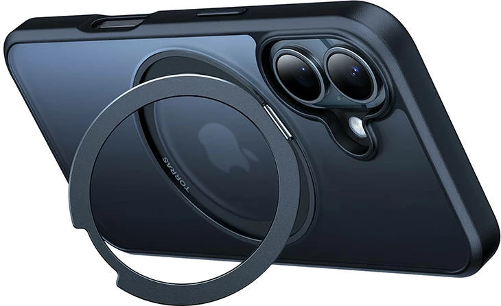 Mbështjellës Torras Ostand Pro për iPhone 16 Plus, i zi