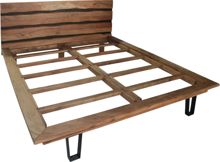 Krevat Imena, dru akacie i fortë, ngjyrë natyrale, 160x200cm