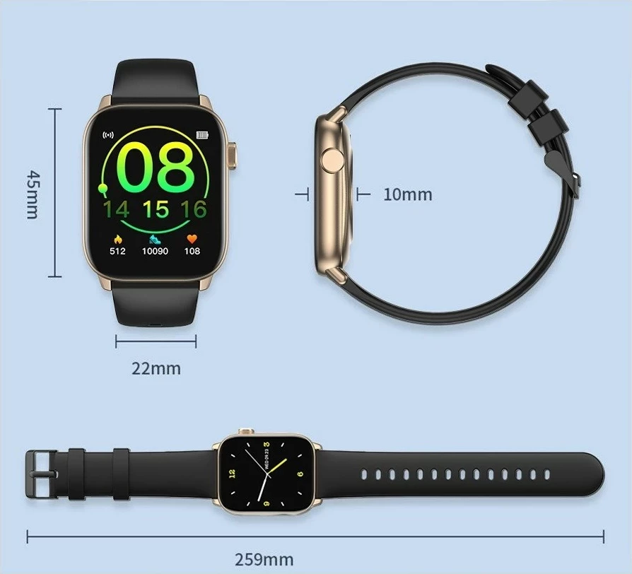 Smartwatch oromed ORO SMART FIT 6, ekran 1.69", matje rrahje zemre dhe oksigjen, IP68, i zi me kornizë të artë