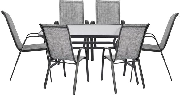 Set kopshti tavolinë Bruno & karrige Leon, 7 pjesë, hiri