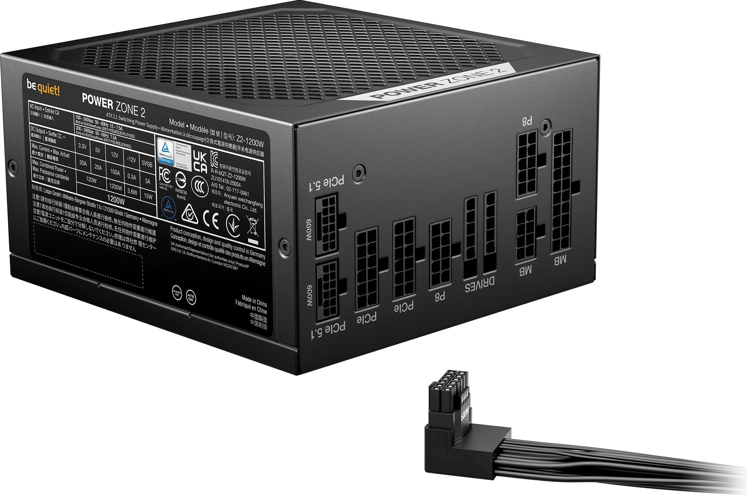 Furnizues rryme be quiet! Power Zone 2 1200W, 80 PLUS Platinum, Fully-Modular, ATX 3.1, i zi