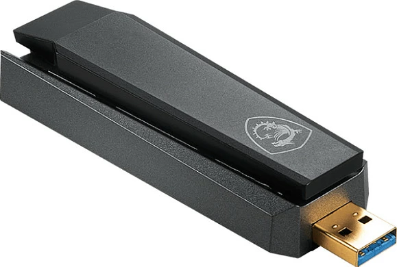 Adapter Wi‑Fi USB MSI AX1800, Wi‑Fi 6, Dual-Band 2.4/5 GHz, deri 1201 Mbit/s, i zi