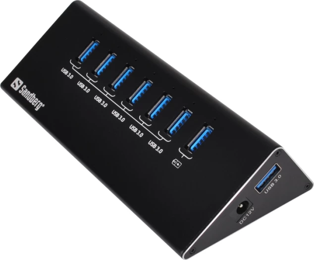 USB 3.0 hub, Sandberg 133-82, 7 porta (6+1), 2.4A charging, me adapter 12V/3A, i zi