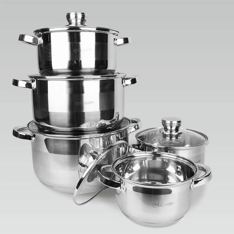 Set tenxhere MAESTRO MR-2220-10, 10 copë, inox