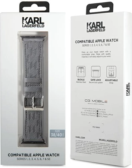 Rrip Apple Watch Karl Lagerfeld Saffiano Monogram, për 38/40/41mm, Argjend