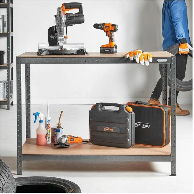 tavolinë pune/raft magazinimi VONHAUS 3500155 120x90x60 cm 200 kg 2-nivel, e zezë/kafe