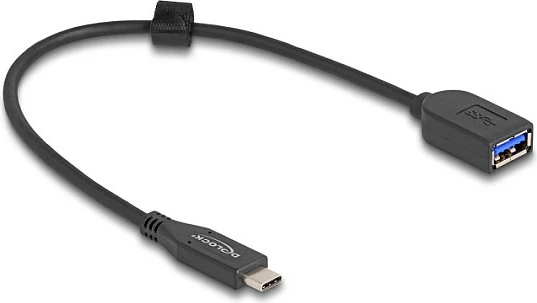 Kabllo adapter DeLOCK USB-C (m) në USB-A (f), USB 3.2 Gen 2, 10 Gbps, 25 cm, e zezë