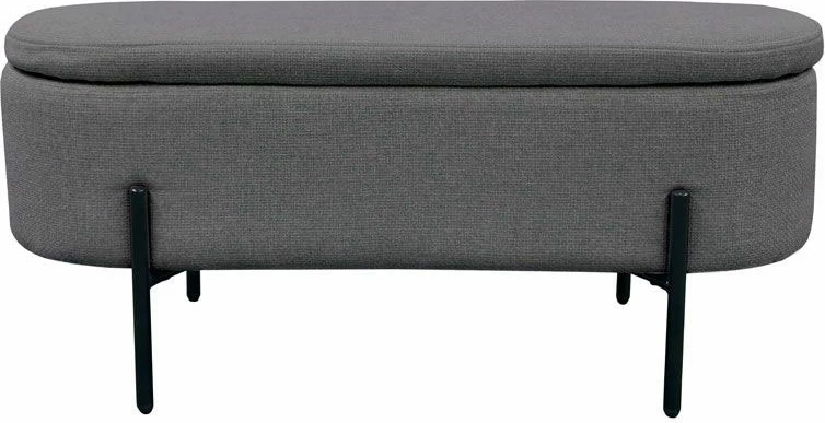 Tabure ovale me hapësirë për ruajtje, ngjyrë gri, 95x36x43 cm