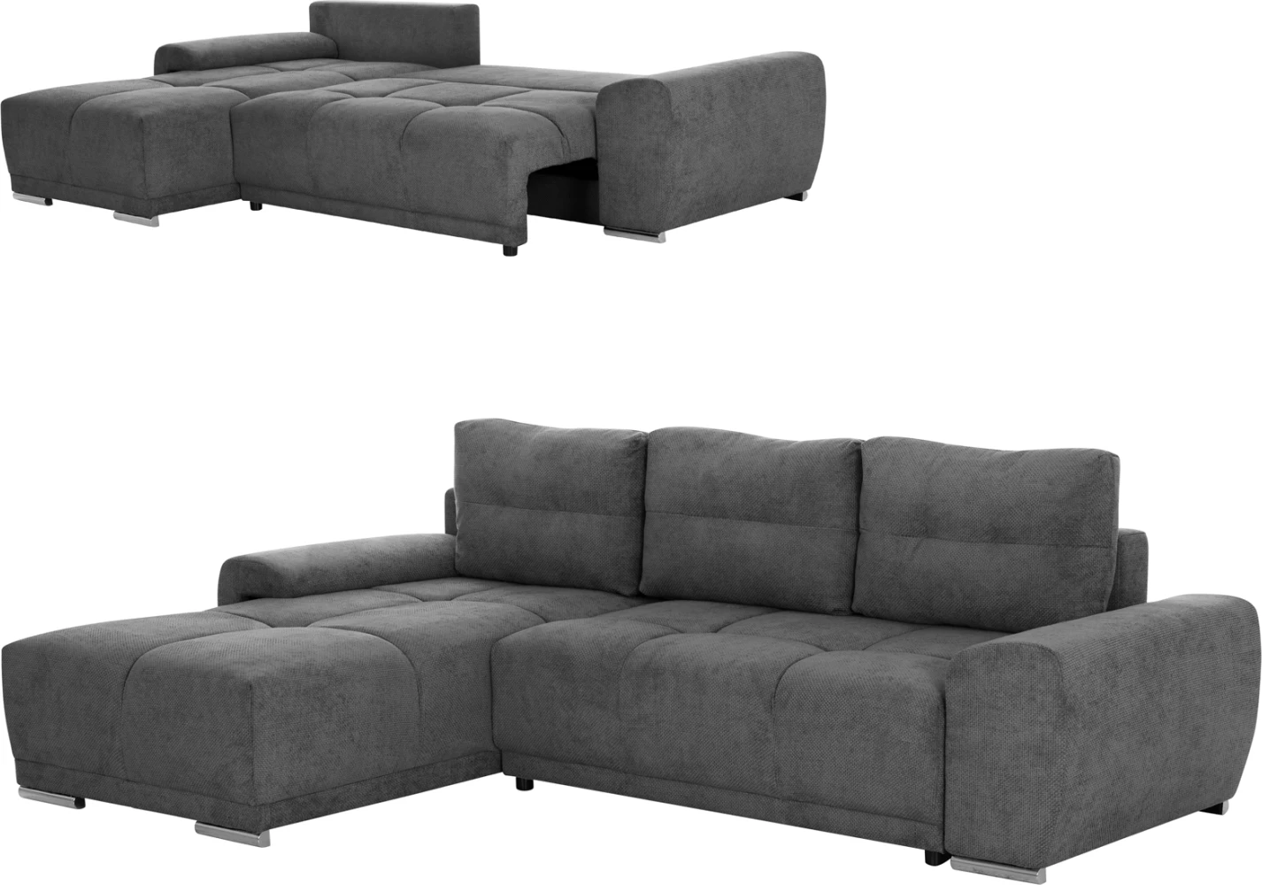 Kënd-sofë shtrati majtas COMFYRA, material gri, FH3336.01L, 270x181x75cm