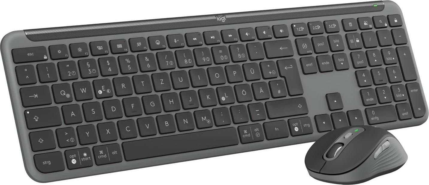 Komplet tastierë dhe maus Logitech MK950 Signature, Wireless, RF Wireless + Bluetooth, QWERTZ, Grafit