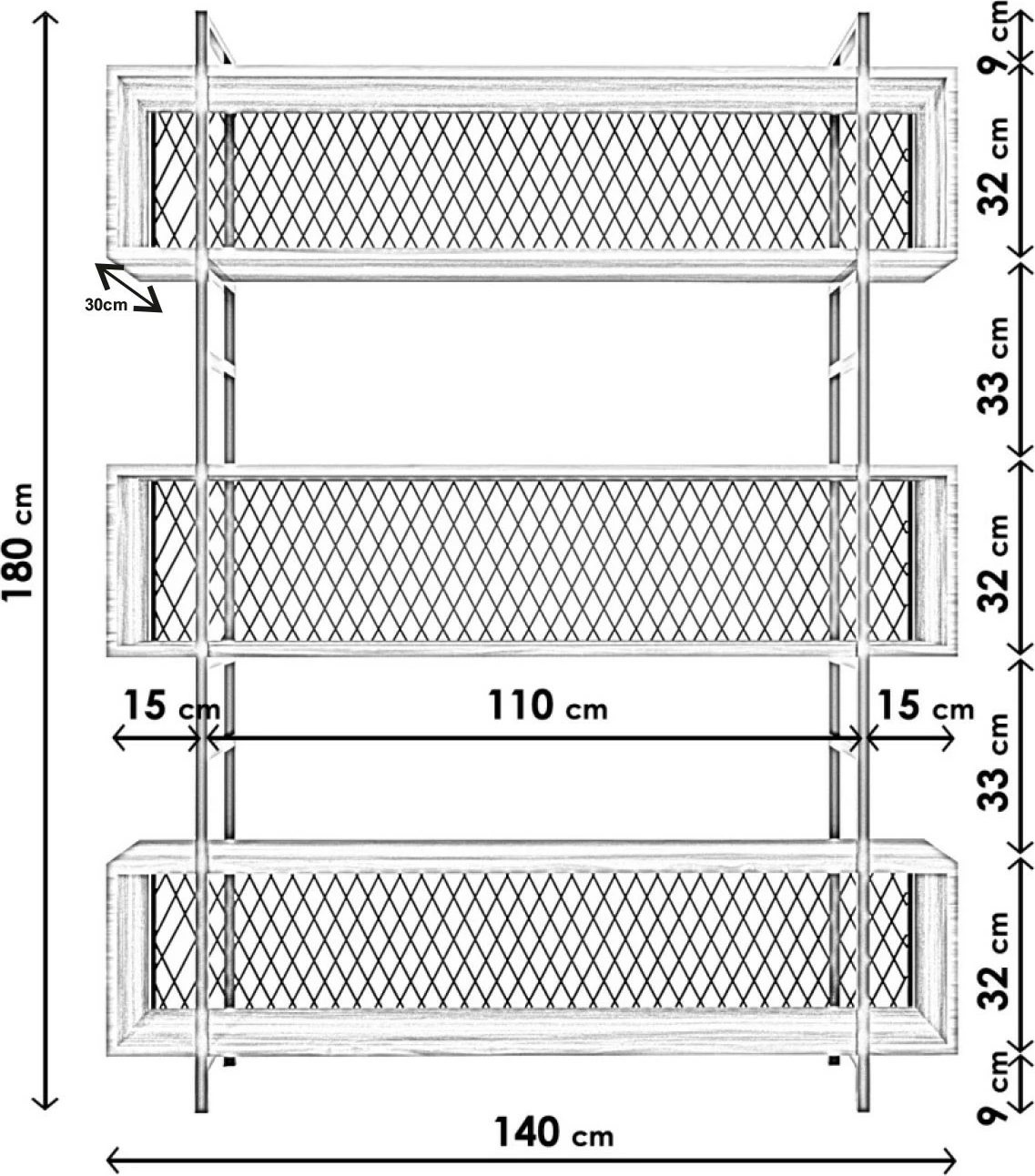 Raft shumëpërdorimësh, ngjyrë e zezë, Skye Decor, L1159