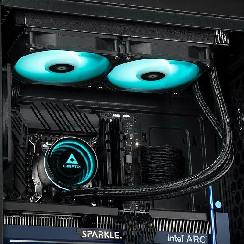 Ftohës uji AIO Chieftec Iceberg 240 ARGB CLC-240-RGB, radiator 240 mm, 2x120 mm, e zezë