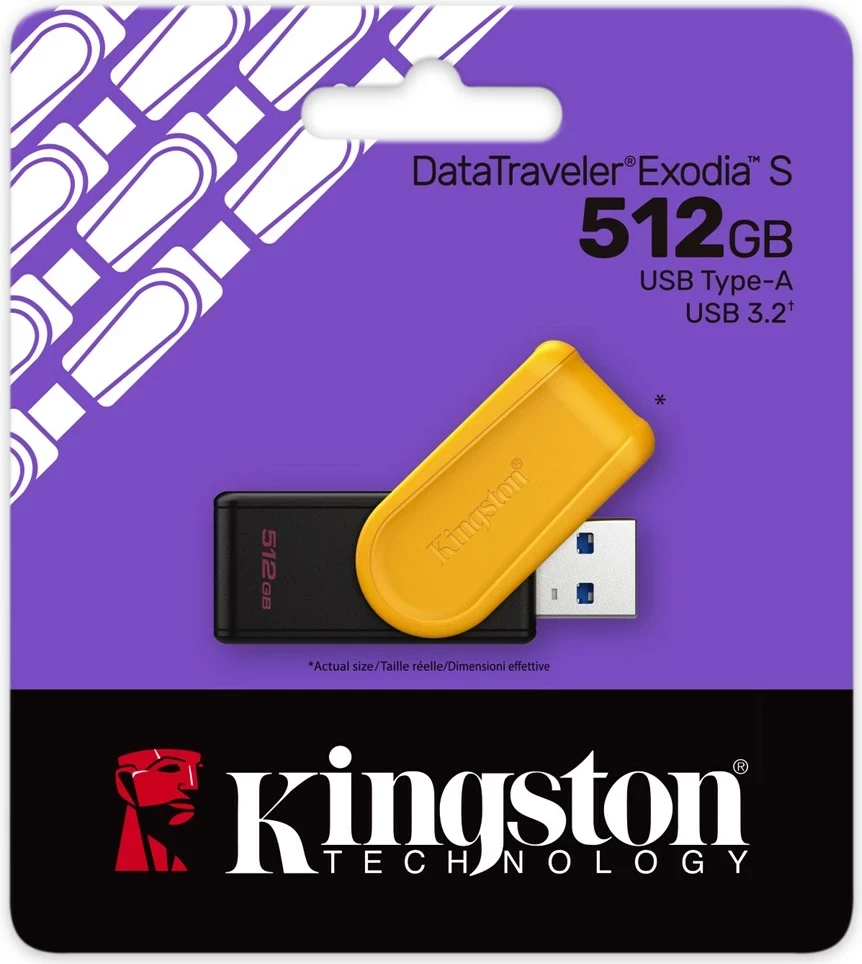 USB Kingston DataTraveler Exodia S 512GB, USB 3.2, Zi/Verdhë