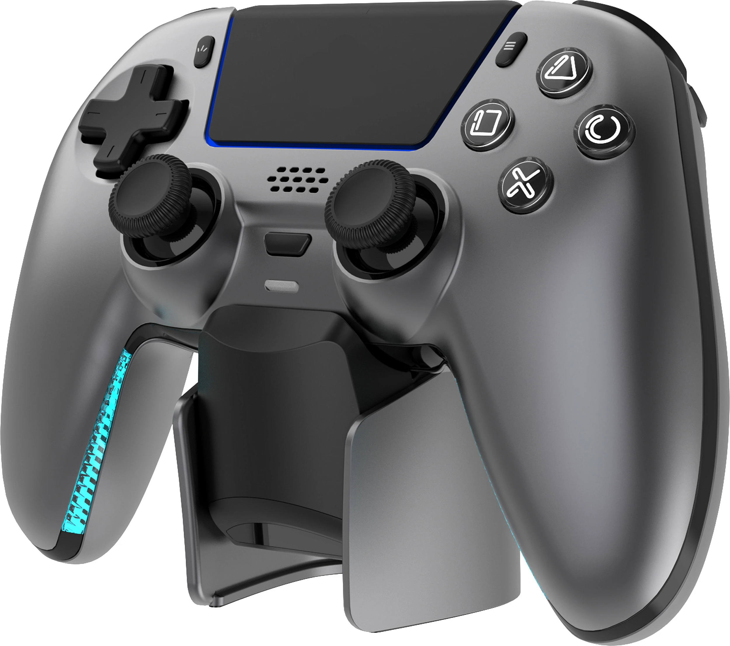 Kontroller Deltaco Gaming për PS5 me stacion karikimi, Wireless/Bluetooth/USB, 1000 mAh, Steel Gray