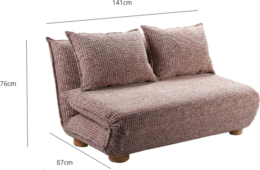 Futon divan për dy persona, palosës, terrakotë-bezhë me dizajn, 141x87x76cm