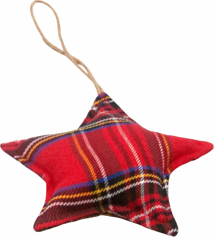 Dekor ylli për Krishtlindje, poliestër, ngjyrë e kuqe, e gjelbër, e verdhë, 12x12x4cm