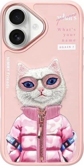 Mbështjellës Nimmy Cool&Cute 2.0 Cat për iPhone 16 6.1", hardcase, Rozë