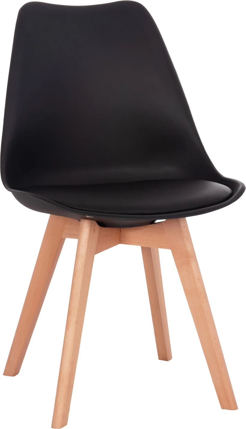 Karrige Vegas FH0033.02 këmbë druri-sedilje e zezë 47x56,6x82 cm, set prej 4 copë