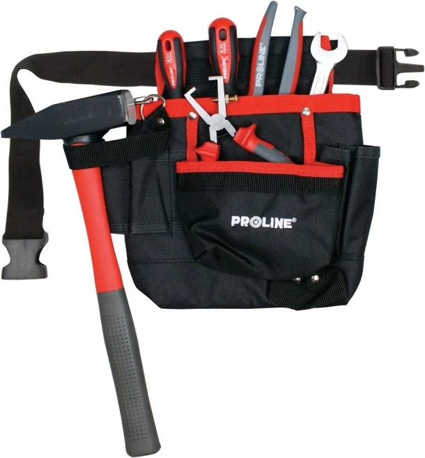 Çantë veglash me rrip PROLINE 52067, 117 cm, 7 xhepa, 5 mbajtëse, 1 grep, e zezë/kuqe