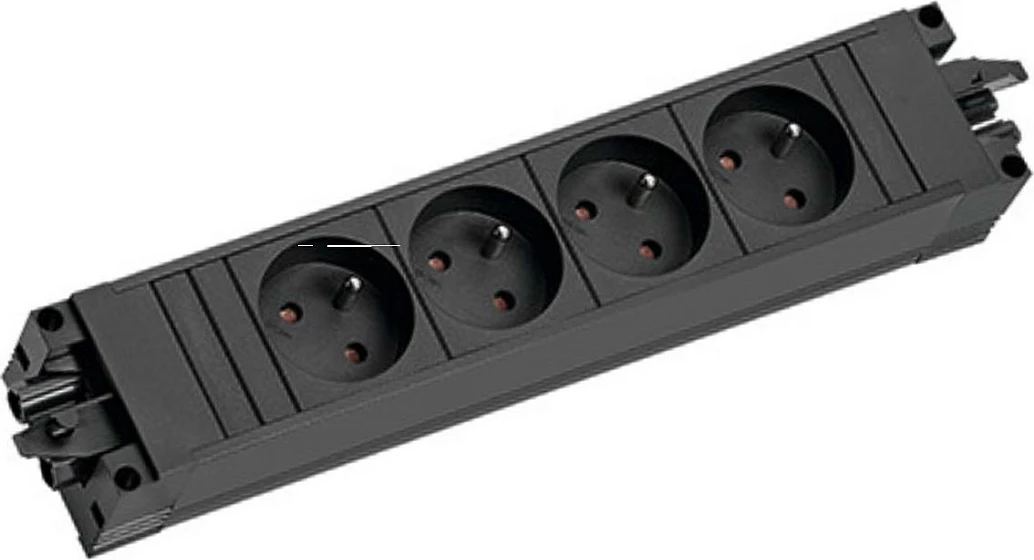 Zgjatës rryme Bachmann STEP BASE 906.18820, 4 prizë UTE (Francë), GST18, 16A, i zi