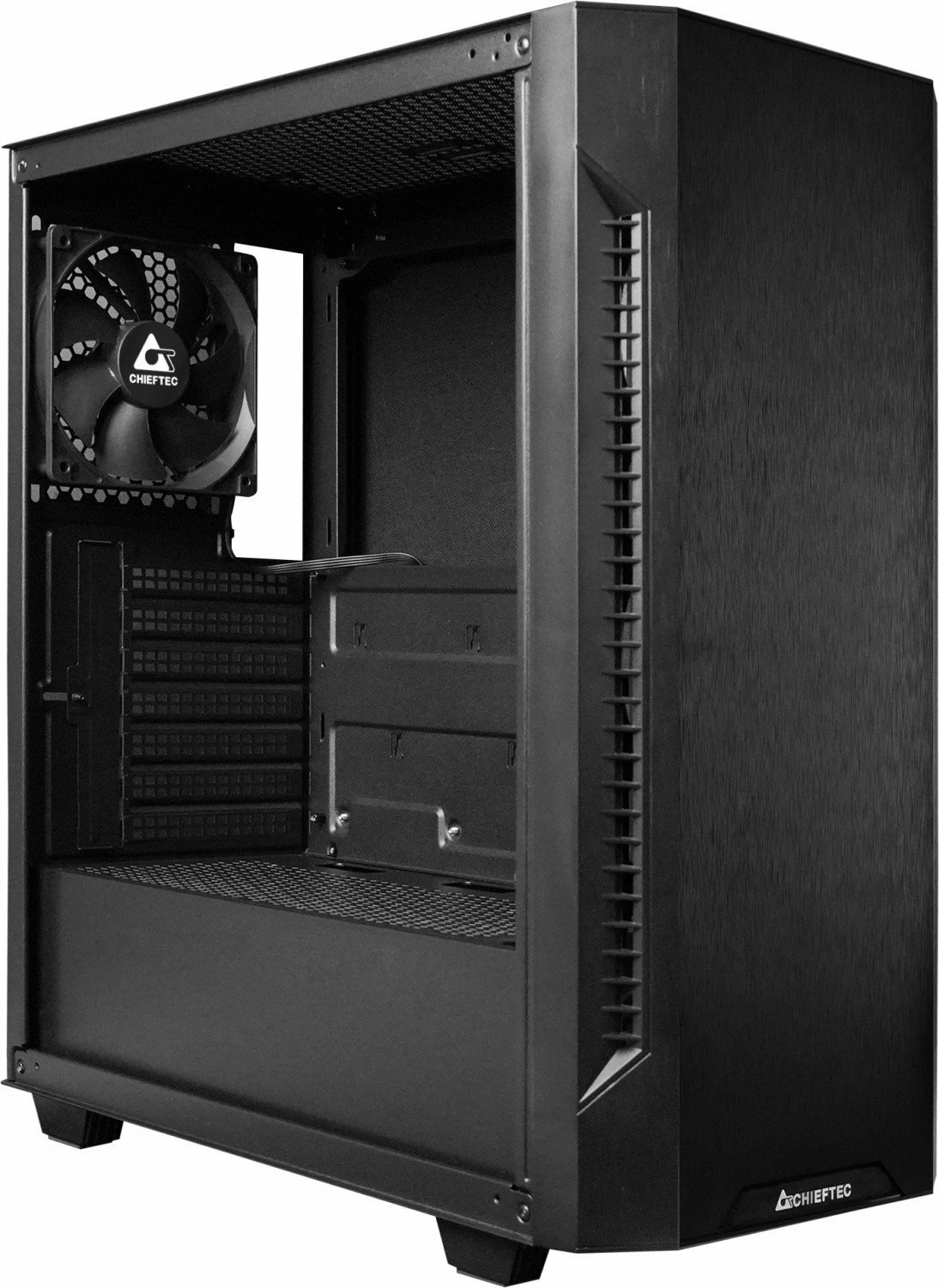 Kasë Chieftec Elox AS-01B-OP Midi Tower ATX/Micro-ATX/Mini-ITX, pa furnizues rryme, e zezë