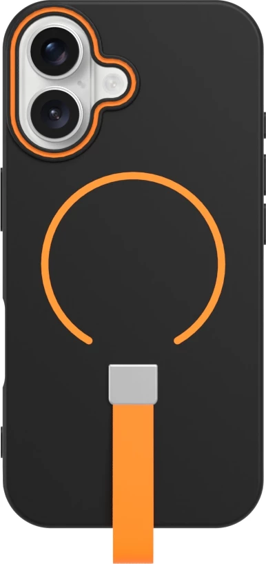 Mbështjellës Liquid Silicone ONASI MPN 24164 për iPhone 17 Air, MagSafe, me rrip, zi-portokalli