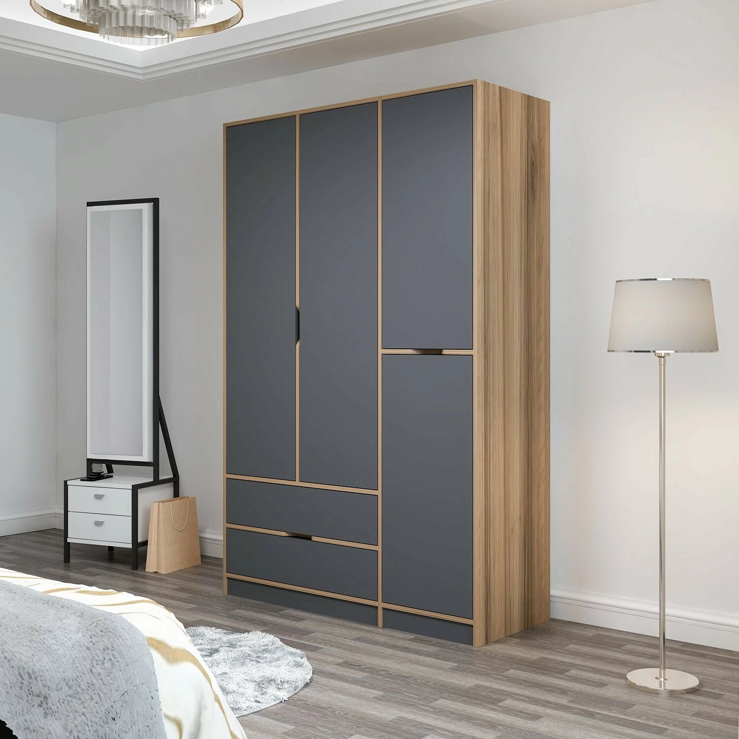 Dollap Hanah Home, Elina, anthracite-dore, 140x208x52cm