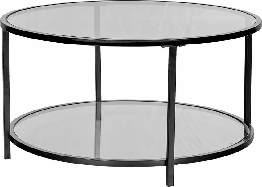 Tavolinë kafeje Moon, xham transparent i zi, 80x80x42cm