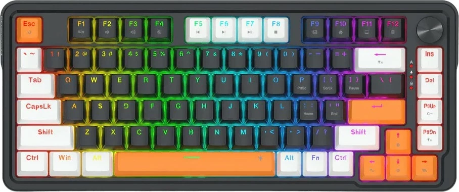 Tastierë Redragon LANDSHAKER K714WBO-RGB, 75%, RGB, me kabllo, e zezë