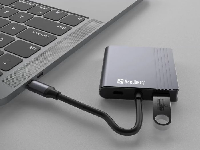 Stacion dokimi USB-C SANDBERG 136-44, 2x HDMI, USB-A, USB-C PD 100W, 4K/30Hz, alumin i zi/gry