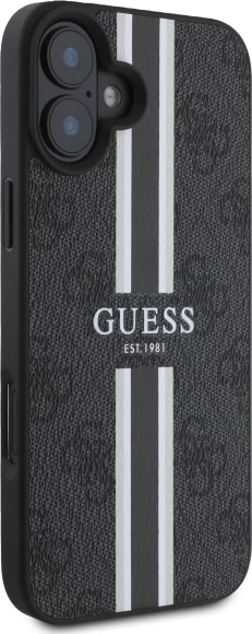Mbështjellës Guess 4G Printed Stripes MagSafe për iPhone 16, zi