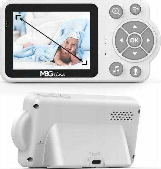 Monitor bebe MBG Line Care C3, 2.8\" LCD, wireless 2.4GHz, kamerë 480p, night mode, ZOOM 2x/4x, bateri 2600mAh, i bardhë