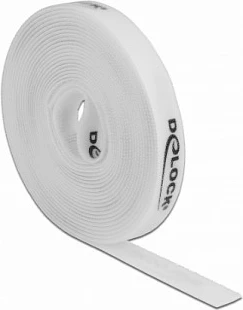 Shirit Velcro DeLOCK, 5 m x 15 mm, i bardhë