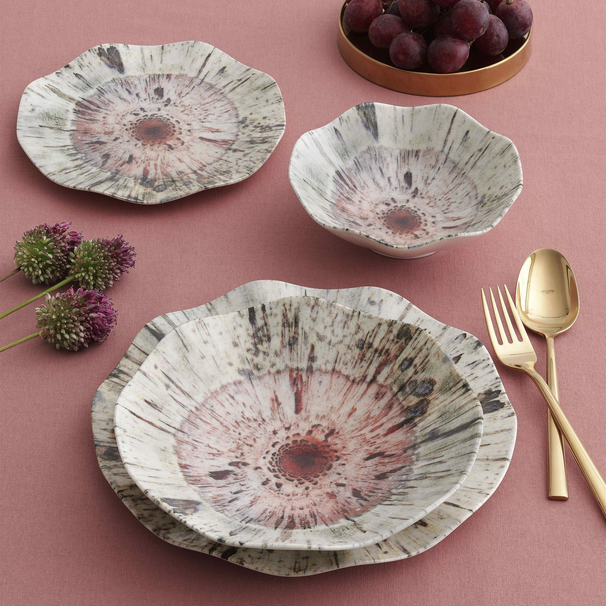 Set enësh për drekë, porcelan, shumëngjyrësh, 24 copë, Hermia, GBSNES24Y41001159