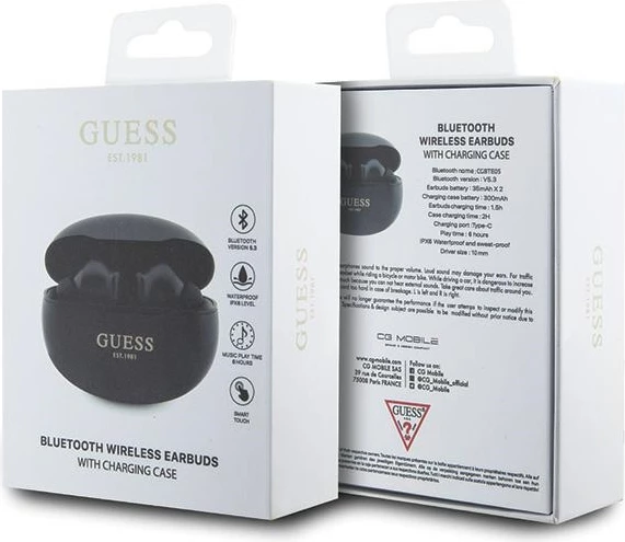 Kufje TWS Guess GUTWST50EK me stacion dokimi, Bluetooth 5.3, e zezë