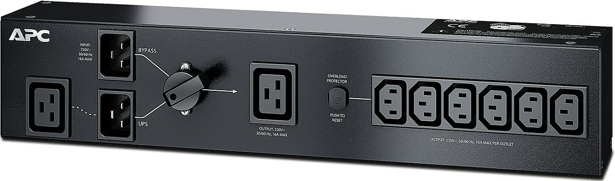 Panel bypass për UPS APC Service Bypass PDU 16A 230V, 6x IEC C13 + 1x C19, 2U, i zi