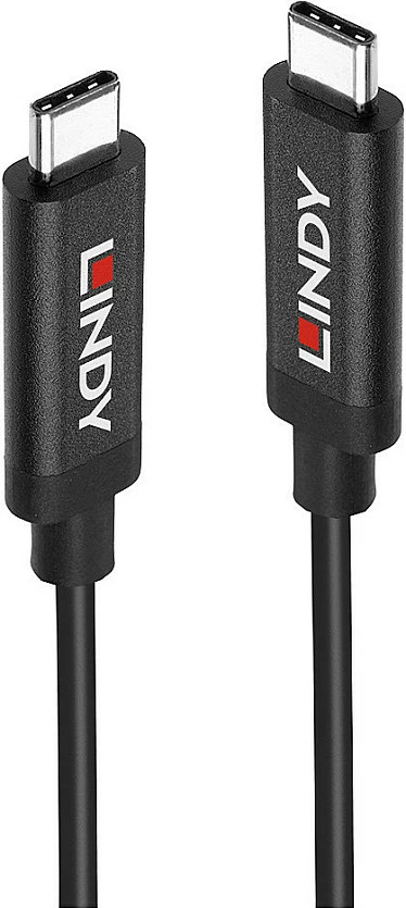 Kabl aktiv USB-C në USB-C LINDY, 5m, USB 3.2 Gen 2, 10Gbps, PD 60W, i zi