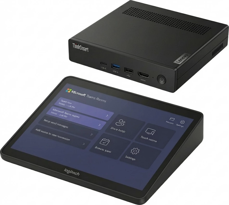 Panel kontrolli me prekje Logitech Logi Base për Microsoft Teams Rooms, i zi