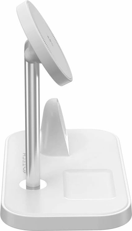 Karikues induktiv 3-në-1 Tech-Protect QI15W-A22 me MagSafe, për smartphone, Apple Watch dhe AirPods, Bardhë