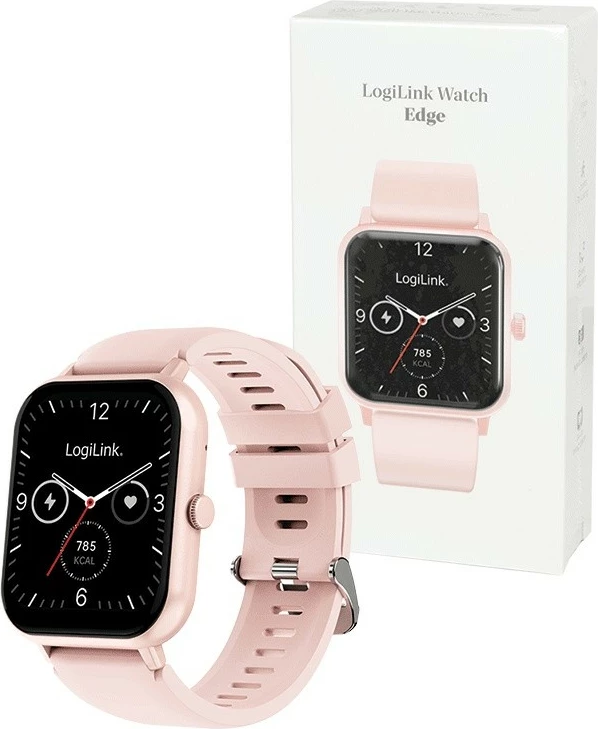 Smartwatch, LogiLink SW0001P, LCD 1.83", Bluetooth 5.2, IP68, bateri 230 mAh, rozë