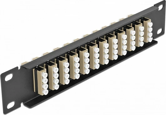 Panel patch fiber optik DeLOCK 10" 12-Port LC Quad, 1U, Beige/Black