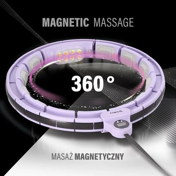 Hula hoop magnetik HMS HHM13, me peshë dhe numërues, i rregullueshëm 9-13 elemente (bel 60-96 cm), 40 cm, vjollcë