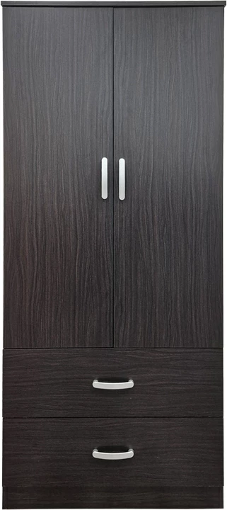 Dollap me dy dyer dhe 2 sirtarë Alvia, ngjyrë wenge, 80x51.5x180cm