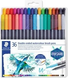 Set lapsa me bojë uji STAEDTLER 3001, 36 ngjyra, dy maja, multikolor