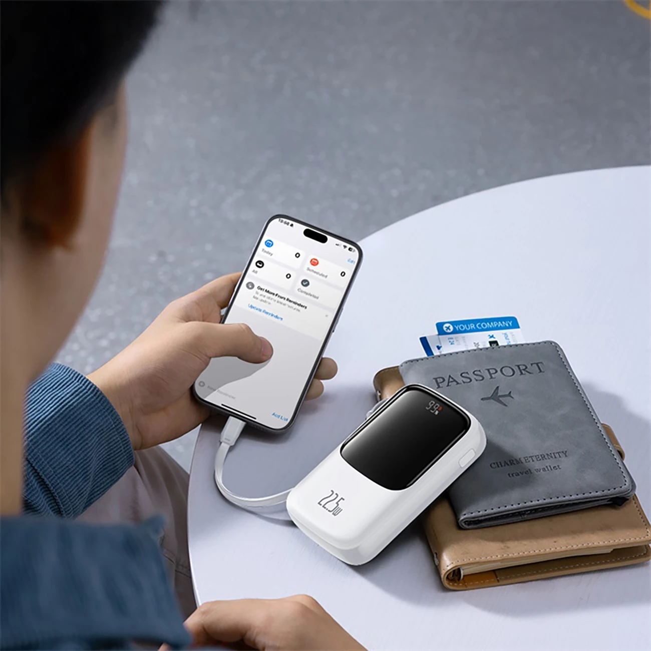 Powerbank Baseus Qpow Pro+ 10000mAh, 22.5W, me kabllo USB-C, Bardhë