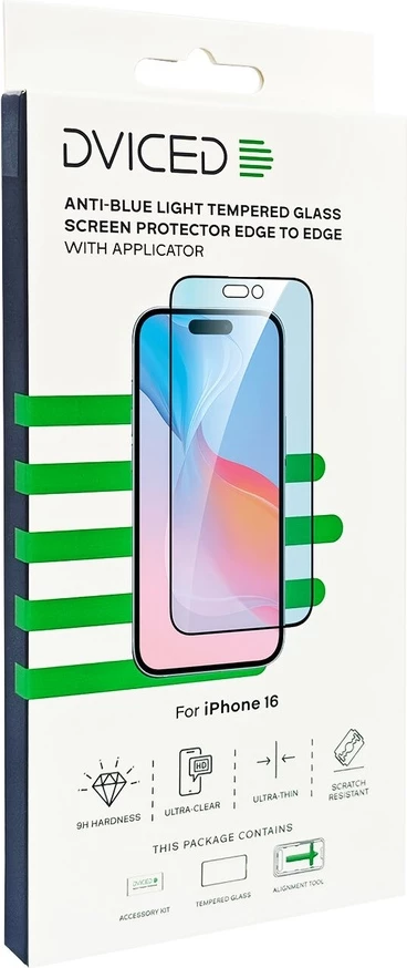 Dviced anti-blue light tempered glass screen protector edge to edge for iPhone 16